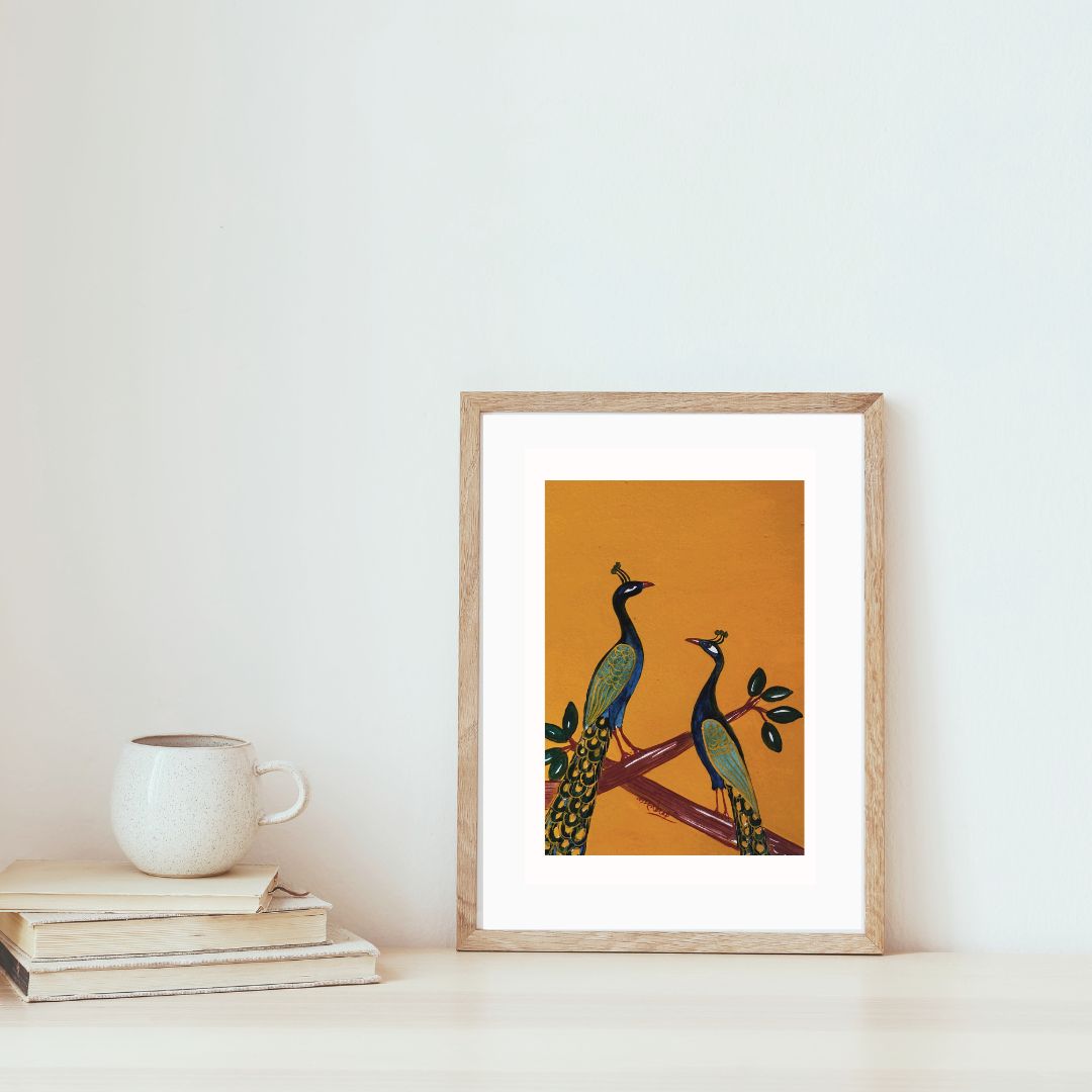 Two peacocks on a branch - Image 4