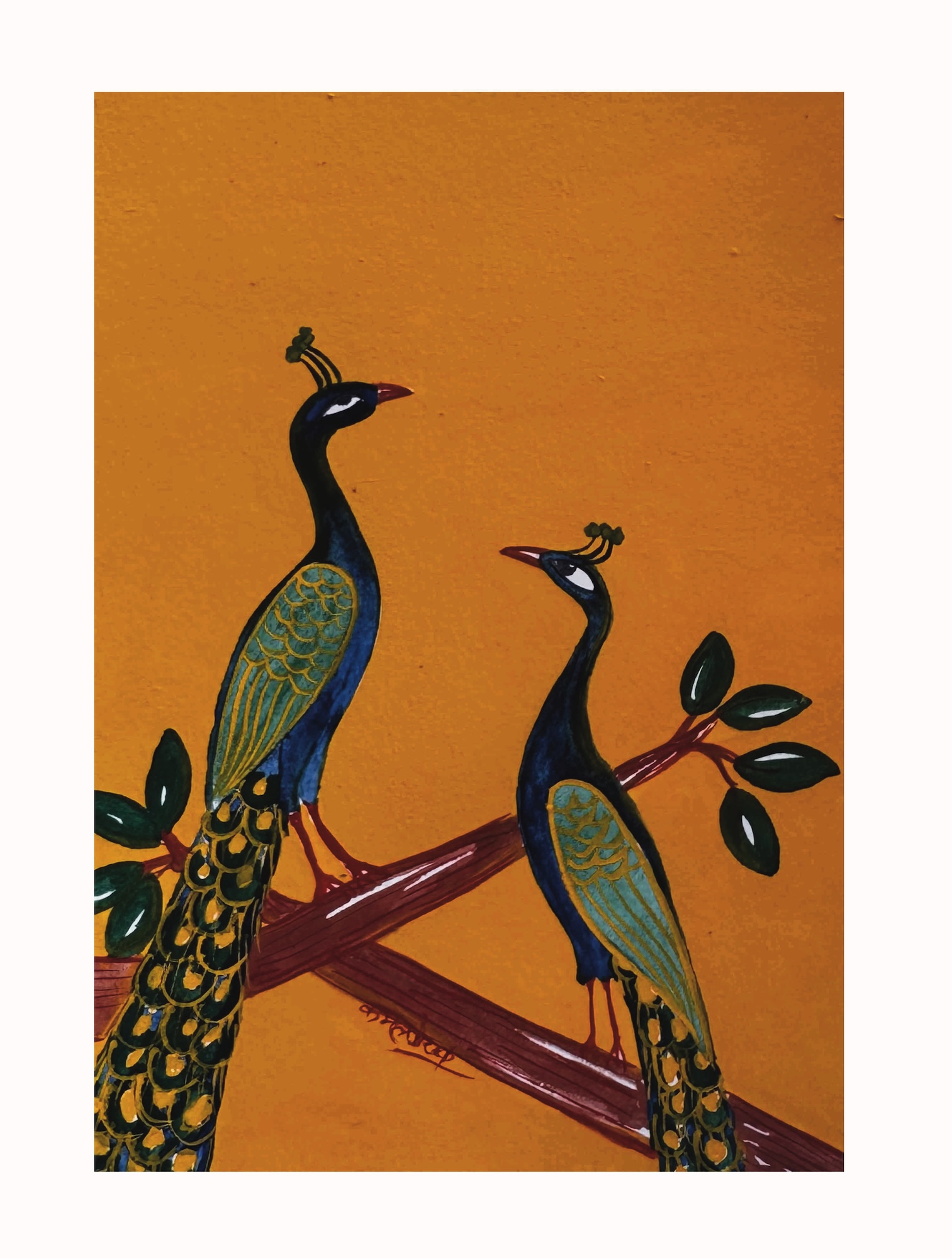 Two peacocks on a branch - Image 2